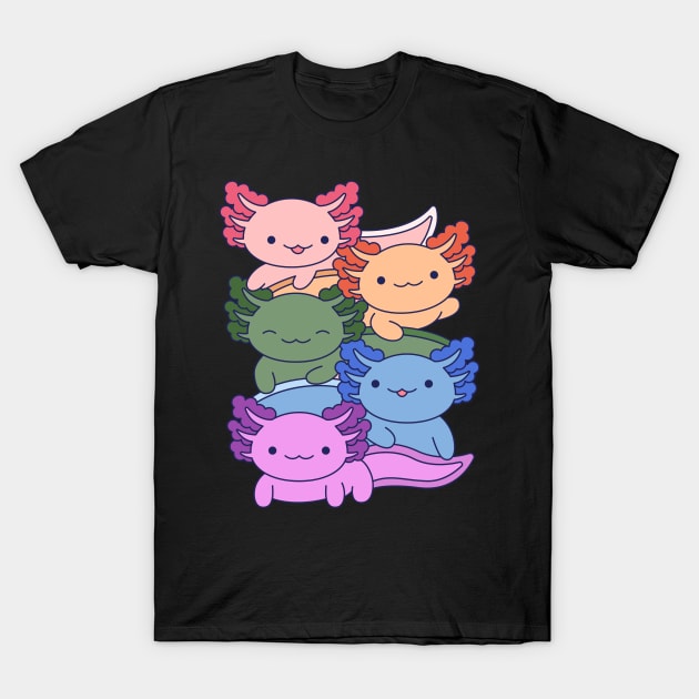 Axolotl Rainbow Group Design for Axolotl Lovers T-Shirt by c1337s